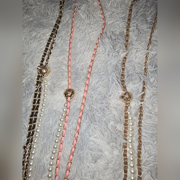 Adjustable Ball & Faux leather Pearl Chains (5)(PRICE IS FOR 1)(DEADSTOCK) - Picture 3 of 3